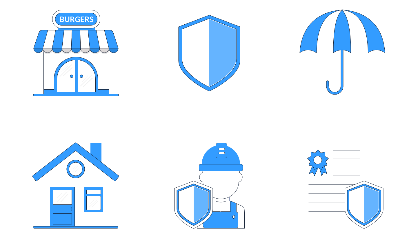Blue insurance icon design system