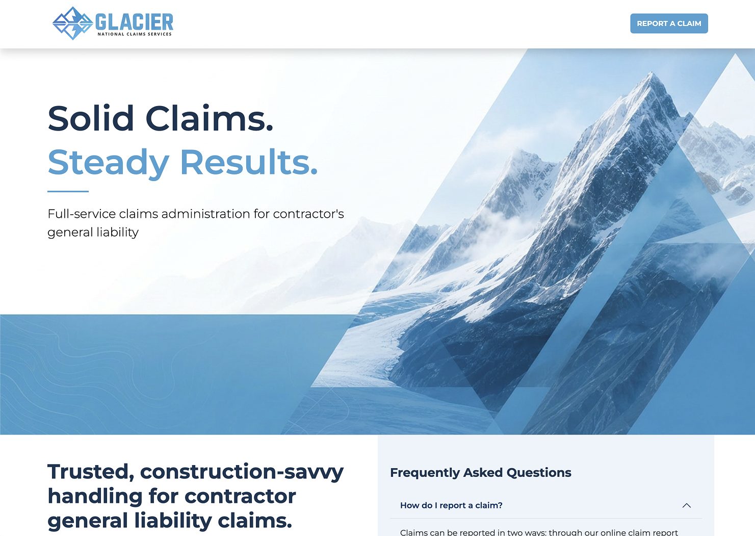 Glacier home page design